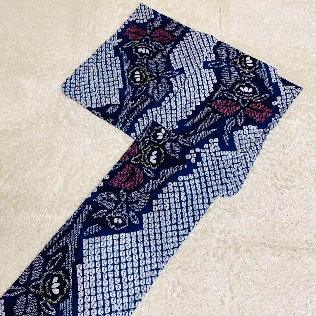 127 超希少✨レア✨高級 有松鳴海総絞り 花柄　レトロ浴衣 ロイヤルブルー 127 超レア高級 有松鳴海総絞り 花柄 レトロ浴衣 ロイヤルブルー